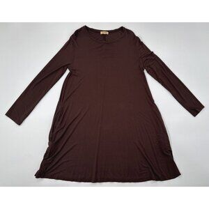 Piko 1988 Bamboo Tunic Dress Womens Large Brown Pockets Stretch Sustainable